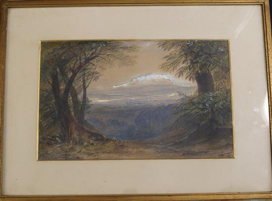 Attributed to Edward Lear (1812-1888) View of snow-capped mountains 6.5 x 10.25in.